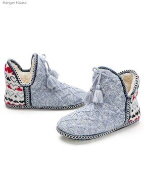 Women's Fleece Memory Foam Bootie Slippers Rubber Sole Washable Winter